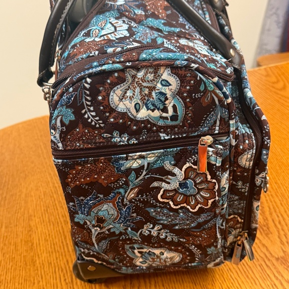 Vera Bradley Retired Java Blue Rolling Luggage Suitcase - Picture 3 of 11
